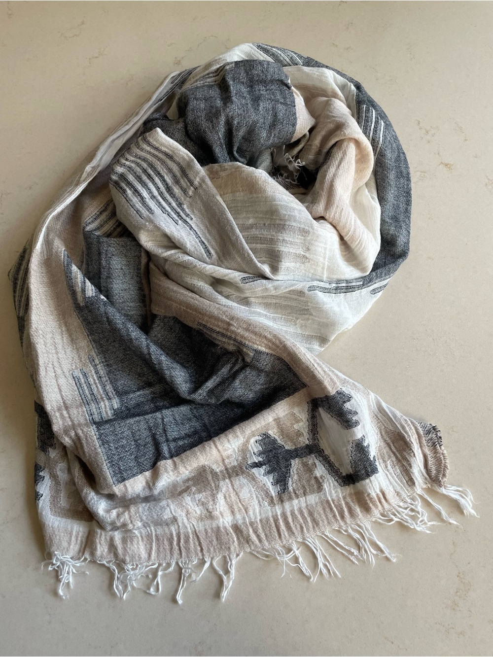 J. Jill neutral geometric cotton scarf